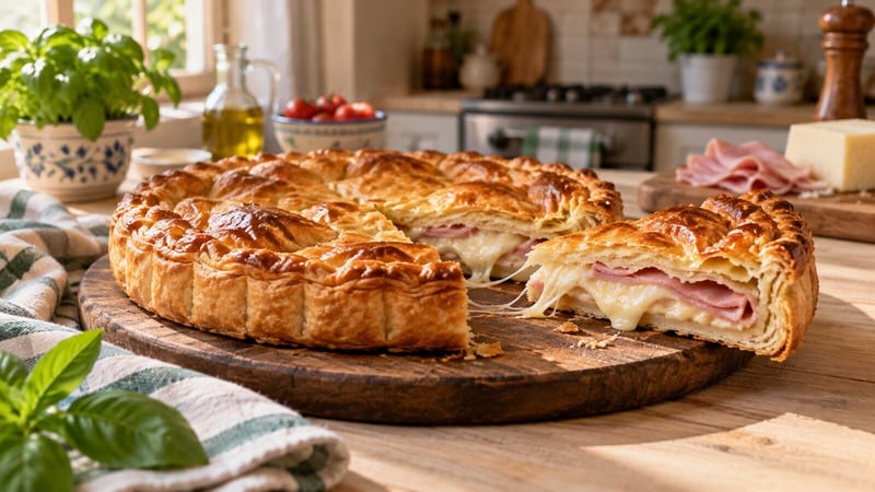 Torta salata prosciutto e formaggio, immagine della ricetta di Torta salata prosciutto e formaggio
