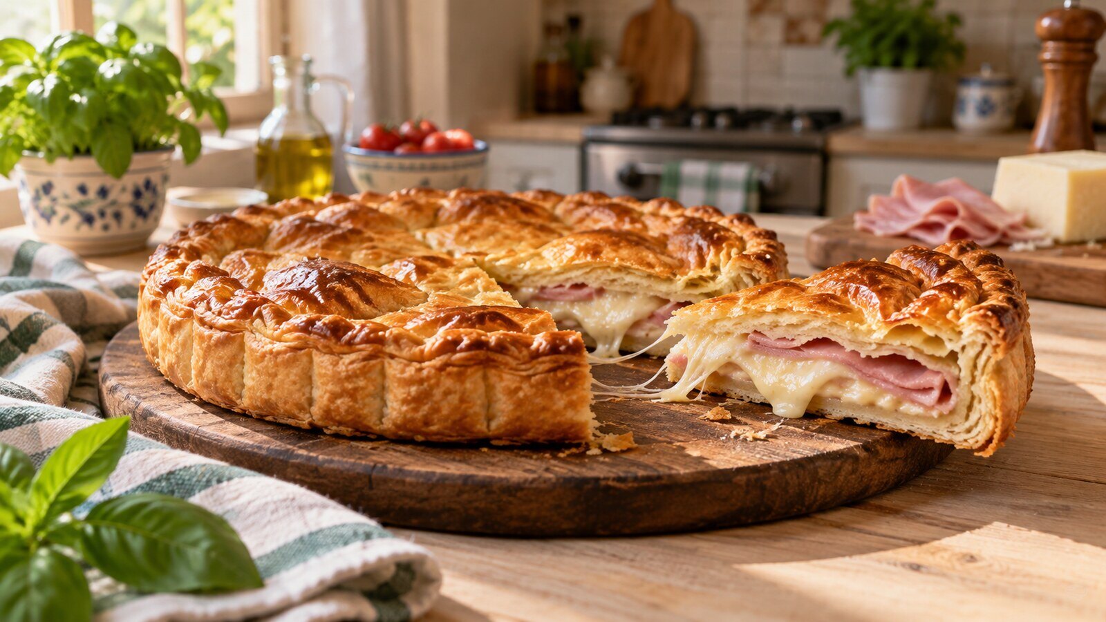Torta salata prosciutto e formaggio, immagine della ricetta di Torta salata prosciutto e formaggio