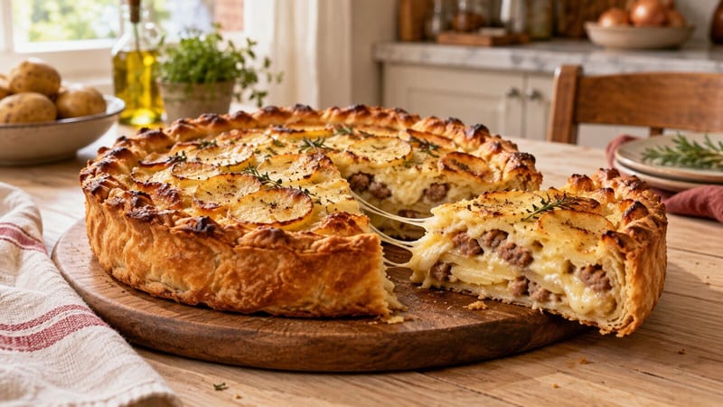 Torta salata patate e salsiccia, immagine della ricetta di Torta salata patate e salsiccia